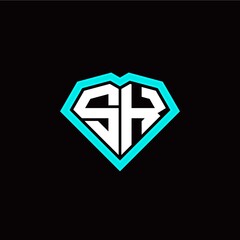 Obraz premium S K initial letter with unique diamond style logo template vector