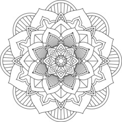 Easy Mandala coloring book simple and basic for beginners, seniors and children. Set of Mehndi flower pattern for Henna drawing and tattoo. Decoration in ethnic oriental, Indian style.
