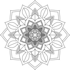Easy Mandala coloring book simple and basic for beginners, seniors and children. Set of Mehndi flower pattern for Henna drawing and tattoo. Decoration in ethnic oriental, Indian style.