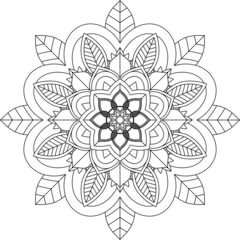 Easy Mandala coloring book simple and basic for beginners, seniors and children. Set of Mehndi flower pattern for Henna drawing and tattoo. Decoration in ethnic oriental, Indian style.