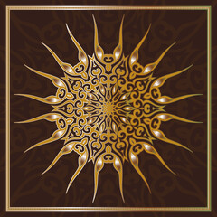 Decorative Asian Round Pattern. Ornamental design element of Asian Nomads: Kyrgyz, Kazakhs, Bashkirs, Tatars, Yakut, Mongols. Ethnic Vector Illustration for Paper Products, Textiles.