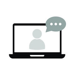 Online training in laptop icon in simple design. Vector illustration