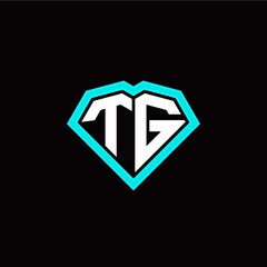 T G initial letter with unique diamond style logo template vector