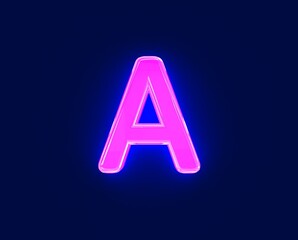 shine neon light glow glassy font - letter A isolated on dark, 3D illustration of symbols