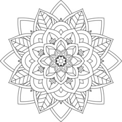 Easy Mandala coloring book simple and basic for beginners, seniors and children. Set of Mehndi flower pattern for Henna drawing and tattoo. Decoration in ethnic oriental, Indian style.