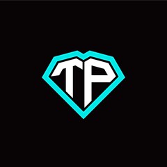 T P initial letter with unique diamond style logo template vector