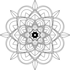 Easy Mandala coloring book simple and basic for beginners, seniors and children. Set of Mehndi flower pattern for Henna drawing and tattoo. Decoration in ethnic oriental, Indian style.
