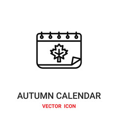 autumn calendar icon vector symbol. autumn calendar symbol icon vector for your design. Modern outline icon for your website and mobile app design.