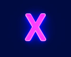 Obraz premium shiny neon light glow reflective alphabet - letter X isolated on dark, 3D illustration of symbols
