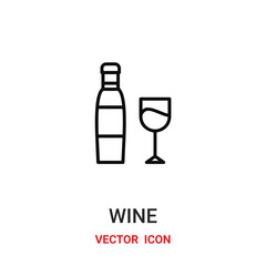 wine icon vector symbol. wine symbol icon vector for your design. Modern outline icon for your website and mobile app design.
