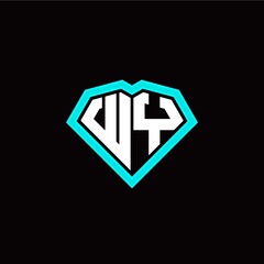 W Y initial letter with unique diamond style logo template vector