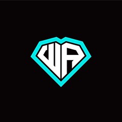 W A initial letter with unique diamond style logo template vector