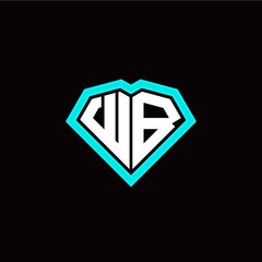 W B initial letter with unique diamond style logo template vector