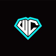 W C initial letter with unique diamond style logo template vector