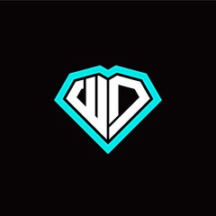 W D initial letter with unique diamond style logo template vector