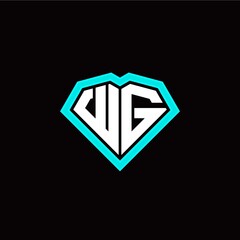 W G initial letter with unique diamond style logo template vector