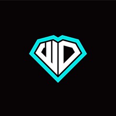 W O initial letter with unique diamond style logo template vector