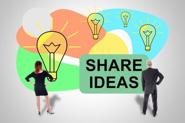 Share ideas concept watched by business people