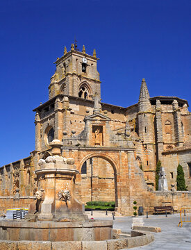 Sasamon, Spain - Gothic church of Santa Maria la Real. Located in the province of Burgos, Castile and Leon. The pilgrimage route to Santiago de Compostela, UNESCO World Heritage Site