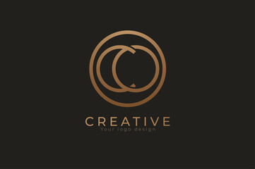 Abstract initial letter C and O logo,circle line and letter CO combination, usable for branding and business logos, Flat Logo Design Template, vector illustration