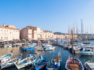 Fototapeta na wymiar Boats in the old port of Saint-Tropez, French Riviera, Côte d'Azur, France