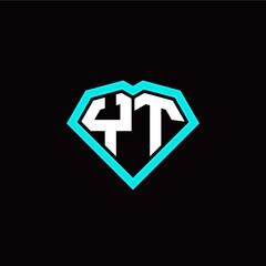 Y T initial letter with unique diamond style logo template vector