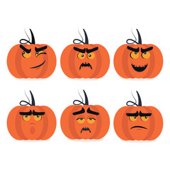Halloween pumpkins, spooky jack o lantern collection