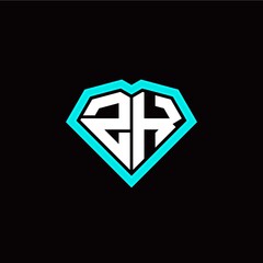 Z K initial letter with unique diamond style logo template vector