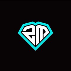 Z M initial letter with unique diamond style logo template vector