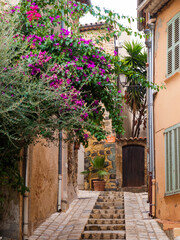 Fototapeta premium Street in Grimaud village, Cote d'Azur, Provence, southern France