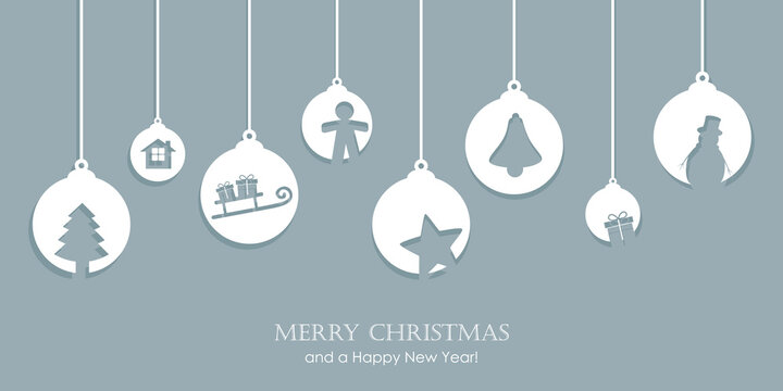 christmas card with tree balls decoration vector illustration EPS10