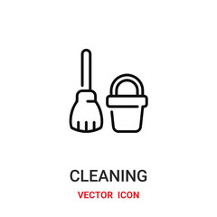 cleaning icon vector symbol. cleaning tools symbol icon vector for your design. Modern outline icon for your website and mobile app design.
