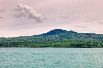 Panorama of Rangitoto Island in front of Auckland, New Zealand