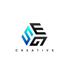 SEG initial letter, modern logo design template vector
