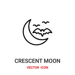 crescent moon icon vector symbol. crescent moon symbol icon vector for your design. Modern outline icon for your website and mobile app design.