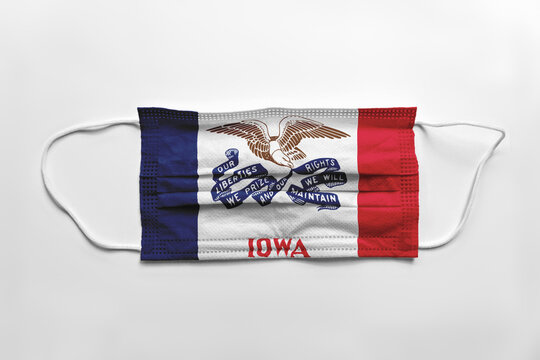 Face mask with xxxxxxxxxxx flag printed, on white background, isolated