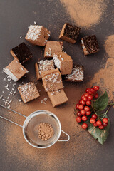 Chocolate soufflé, marshmallow, French dessert. Homemade cakes, mother's day gift, valentine's day.