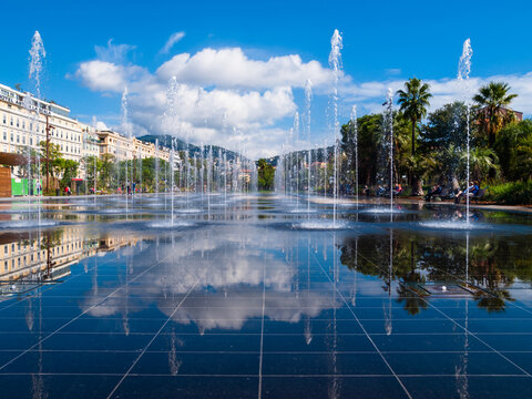 Promenade du Paillon Fountain in Nice, France
