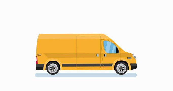 Flat design animation of a moving truck van. car Seamless Loop animation. Transportation concept. 4K,HD,SD resolution.