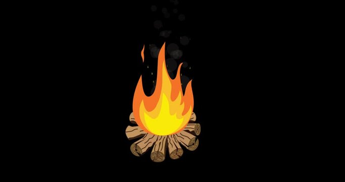 cartoon camp fire and wood animation. 4K,HD,SD resolution.