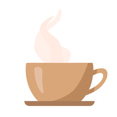 Isolated beige coffee mug with steam