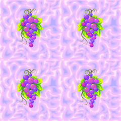 Vector seamless pattern with grapes.  Design print for textile, fabric, wallpaper, background. Viticulture.