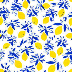 juicy lemons on a twig on a white background