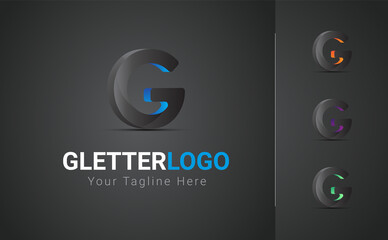 3D letter logo. 3D G alphabet logo design template. G letter logo in 3D