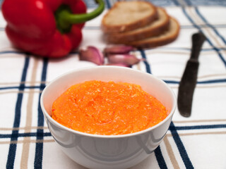 Htipiti - a Greek dip made with feta cheese and red peppers