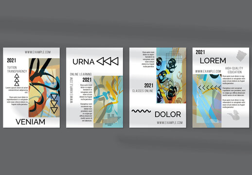 Flyer Layout with Geometric Shapes and Rectangle on White