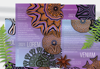 Flyer Layout with Mandala and Tribal Lace Flower Elements