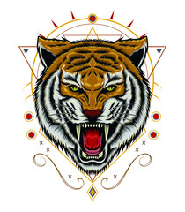Obraz premium angry Tiger illustration. vector tiger logo design template.