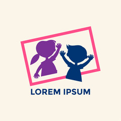 Online education emblem template. Kindergarten online school