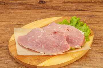 Raw pork steak for cooking